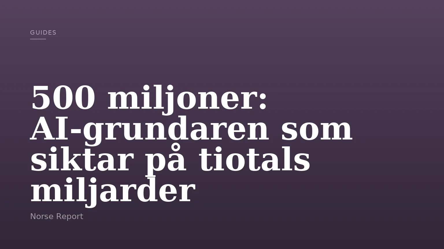 500 miljoner: AI-grundaren som siktar på tiotals miljarder