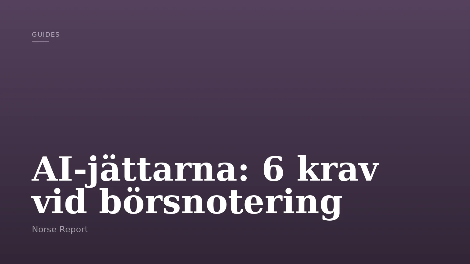 AI-jättarna: 6 krav vid börsnotering