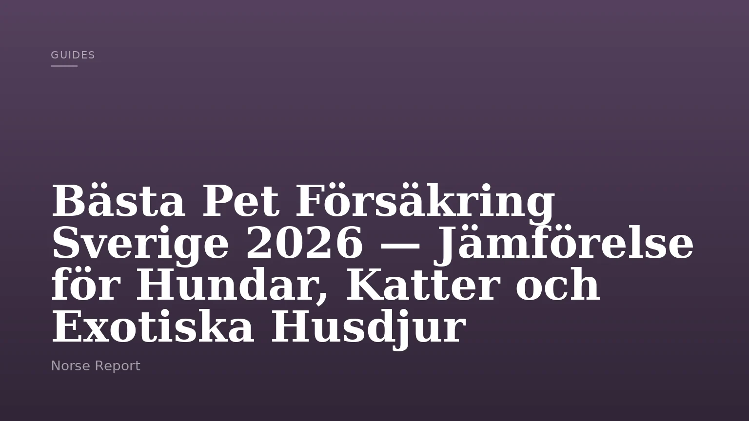 Bästa Pet Försäkring Sverige 2026 — Jämförelse för Hundar, Katter och Exotiska Husdjur