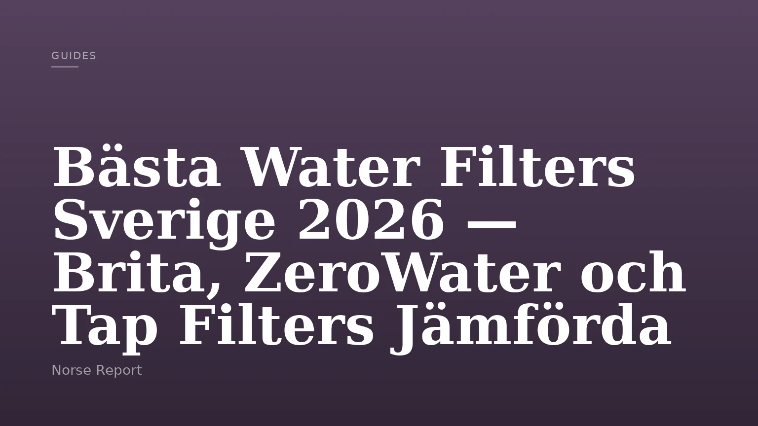Bästa Water Filters Sverige 2026 — Brita, ZeroWater och Tap Filters Jämförda
