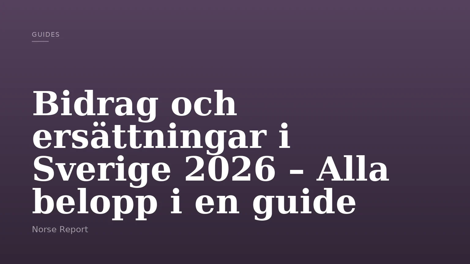 Bidrag och ersättningar i Sverige 2026 – Alla belopp i en guide