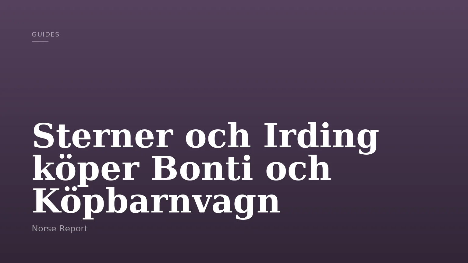 Sterner och Irding köper Bonti och Köpbarnvagn