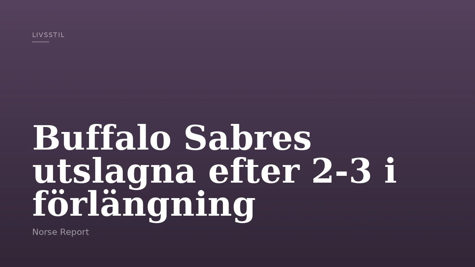 Buffalo Sabres utslagna efter 2-3 i förlängning