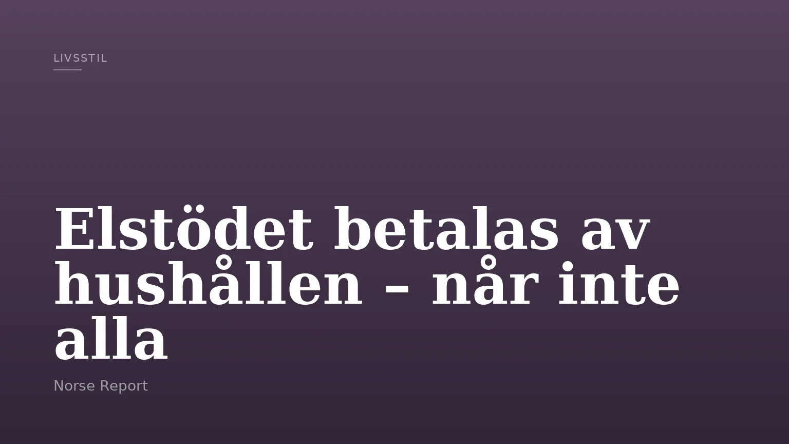 Elstödet betalas av hushållen – når inte alla