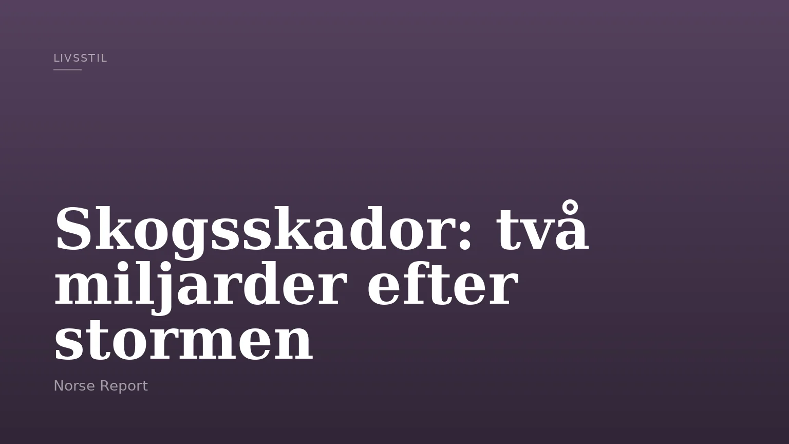 Skogsskador: två miljarder efter stormen