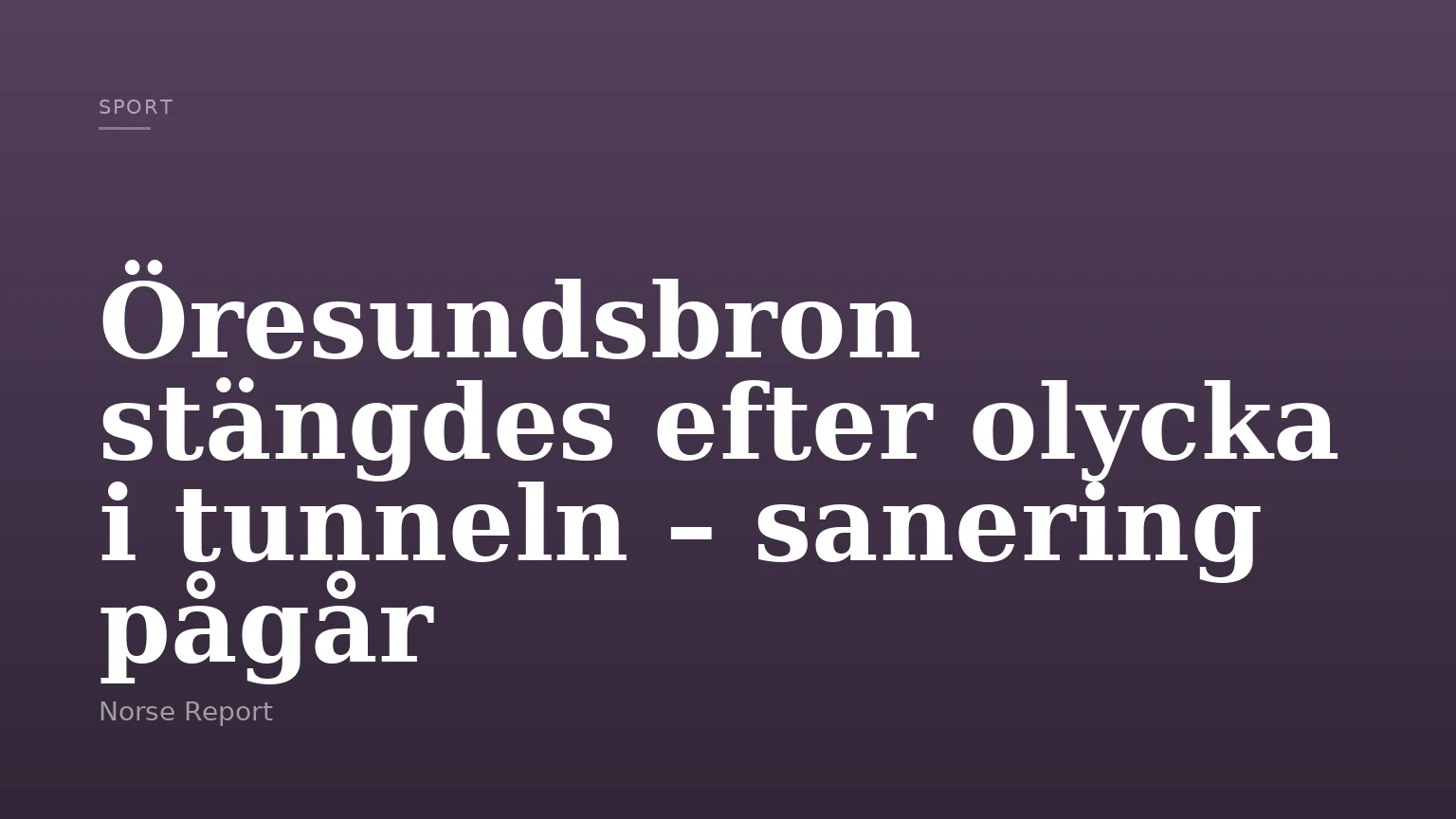 Öresundsbron stängdes efter olycka i tunneln – sanering pågår
