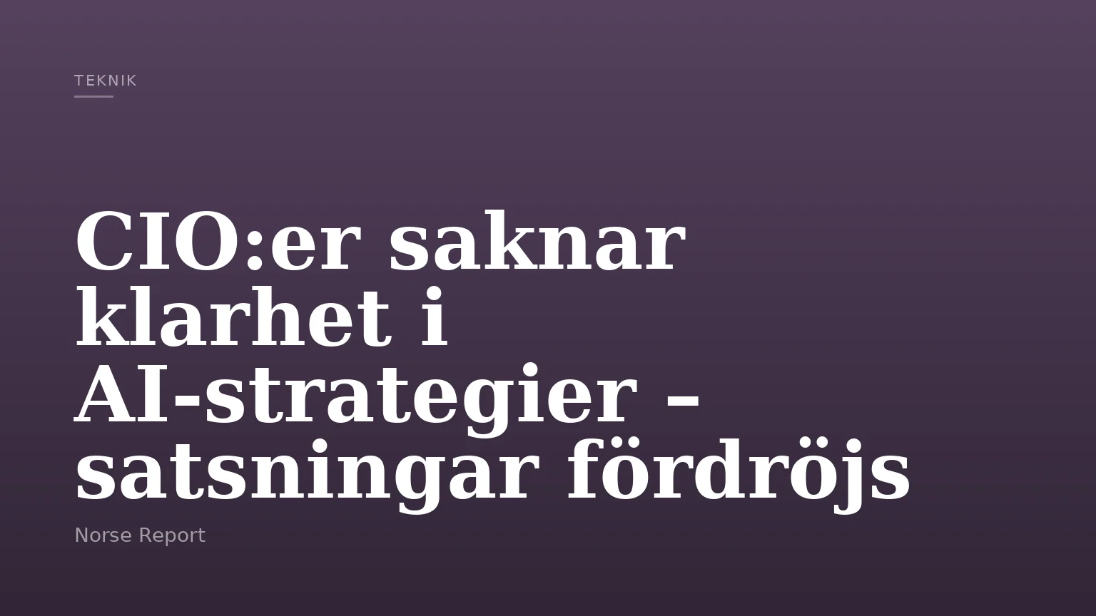 CIO:er saknar klarhet i AI-strategier – satsningar fördröjs